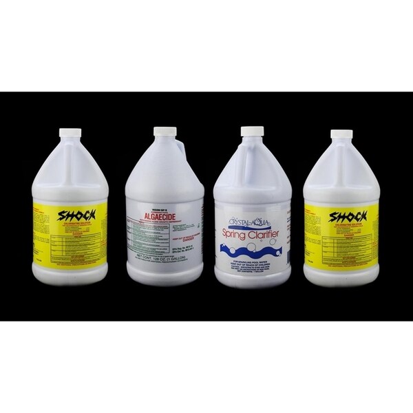 Crystal-Aqua Swimming Pool Spring Opening Kit - Shock Clarifier & Algaecide - White