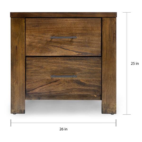 Marquez Rustic Oak Solid Wood 2Drawer Nightstand by Carbon Loft Bed