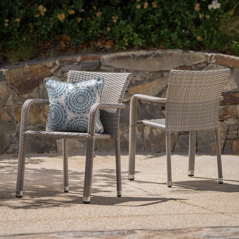 Christopher Knight Home Dover Outdoor Aluminum Wicker Stacking Dining Chair (Set of 2)