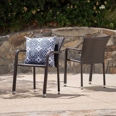 Christopher Knight Home Dover Outdoor Aluminum Wicker Stacking Dining Chair (Set of 2)
