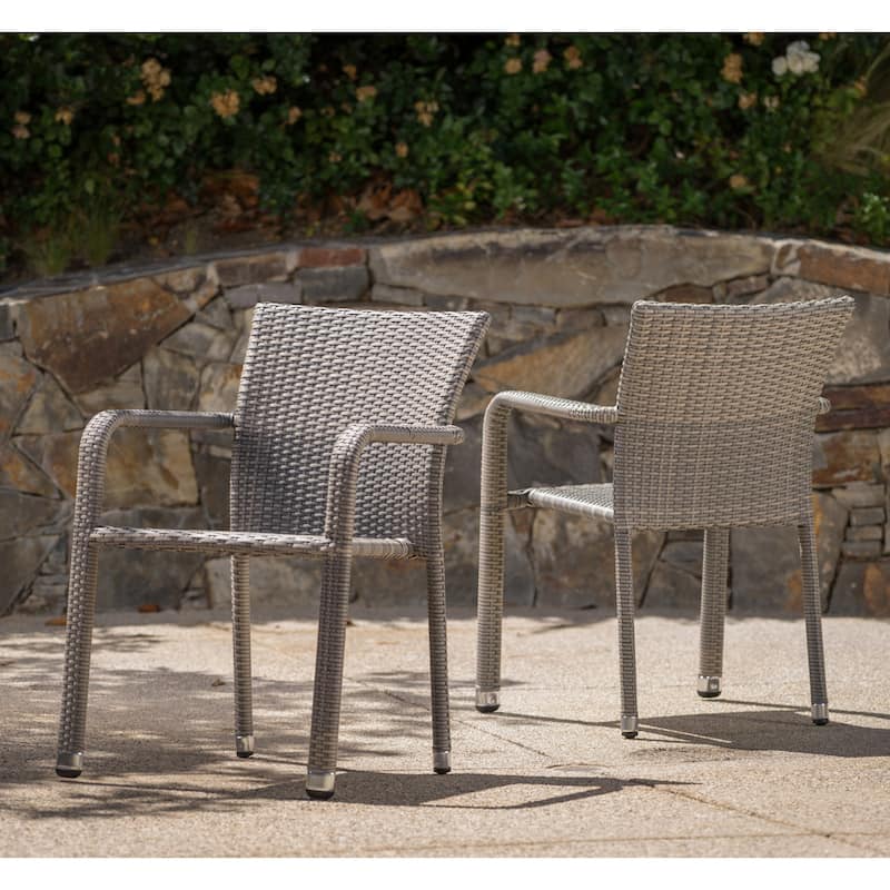 Christopher Knight Home Dover Outdoor Aluminum Wicker Stacking Dining Chair (Set of 2)