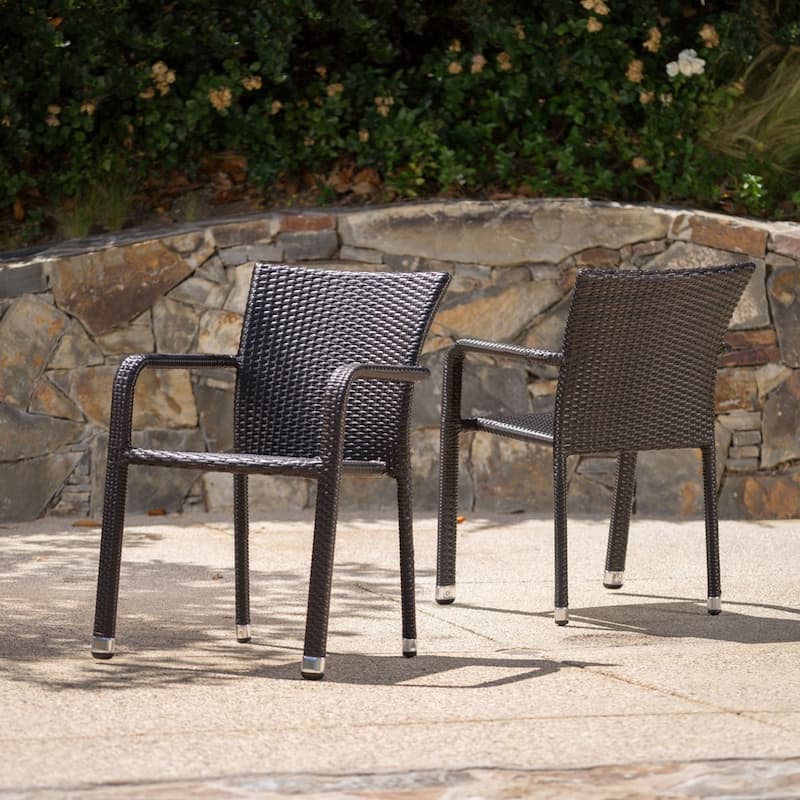 Christopher Knight Home Dover Outdoor Aluminum Wicker Stacking Dining Chair (Set of 2)