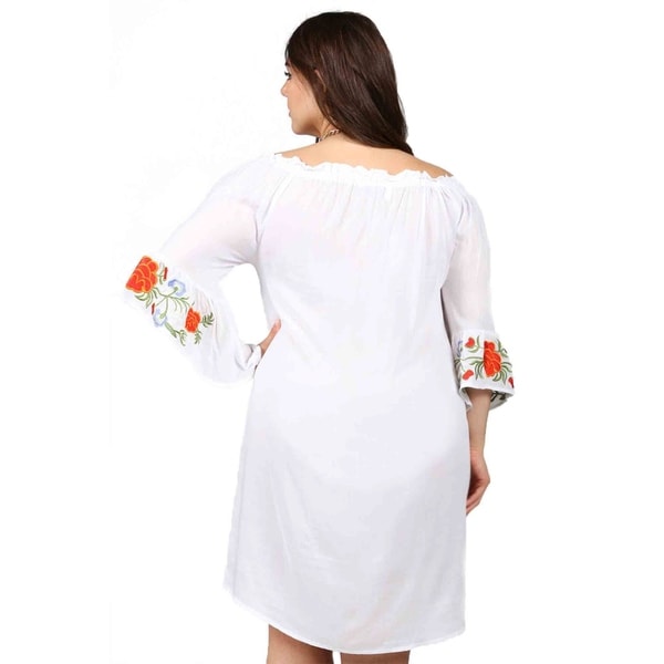 white embroidered dress plus size