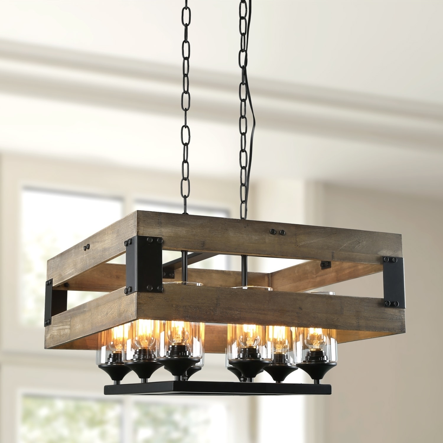 LNC Wood Chandelier Lighting 8-Light Kitchen Island Lighting - Chandeliers For Bedrooms by Overstock.com