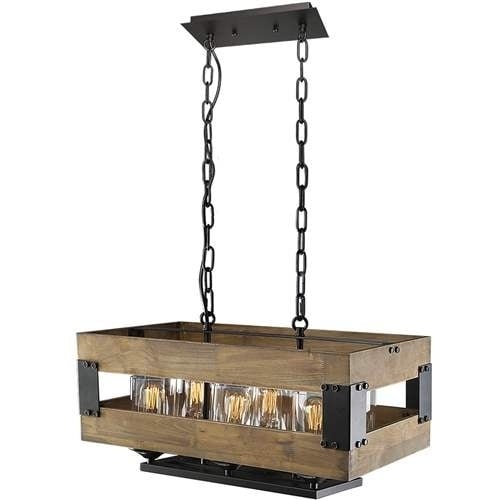 LNC Wooden Rustic Chandelier Lighting 6-light Kitchen Island Lighting - Chandeliers For Bedrooms by Overstock.com