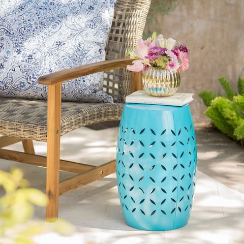 Lilac Decorative Metal Outdoor End Table by Christopher Knight Home