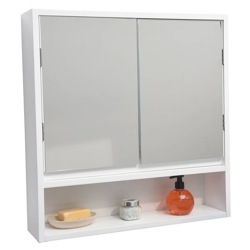 Shop Evideco Wall Mounted Mirrored Medicine Cabinet Montreal White 2 Doors Overstock 17000795