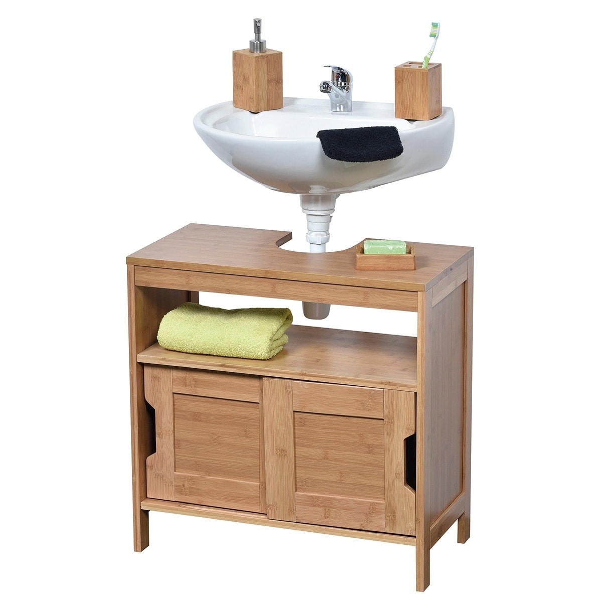 Evideco Non Pedestal Bathroom Under Sink Vanity Cabinet Mahe Bamboo Today