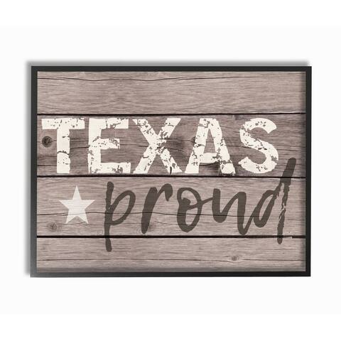 Texas Proud Typography Lone Star Framed Giclee Texturized Art