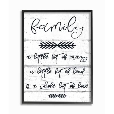 Stupell A Little Crazy Loud Love Family Framed Giclee Texturized Art