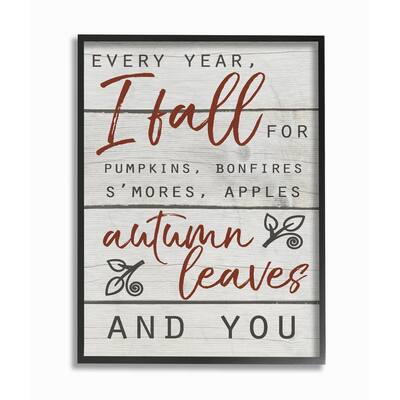Stupell Every Year I Fall For You Red and Grey Typography Framed Giclee Art