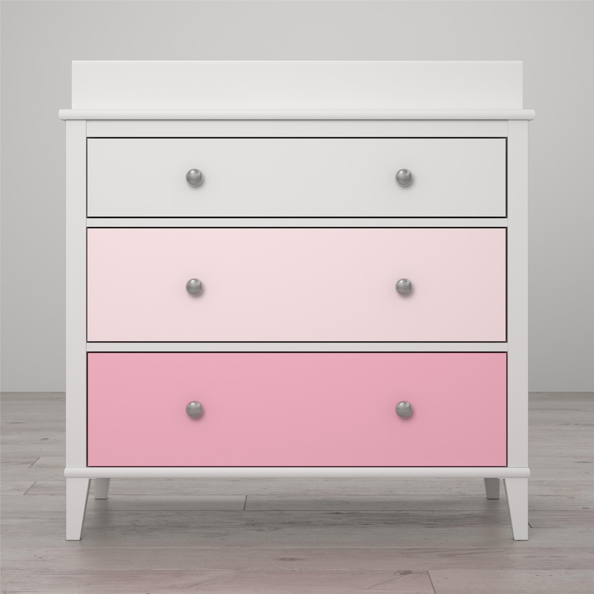 pink changing table dresser