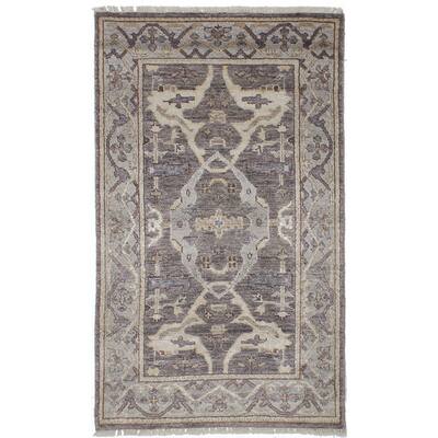 ECarpetGallery Hand-Knotted Jules Ushak Brown Art Silk Rug (2'11 x 5'1)