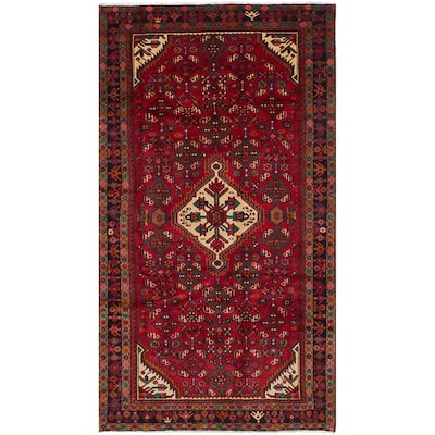 Hand-knotted Hosseinabad Red Wool Rug - 4'8 x 8'11