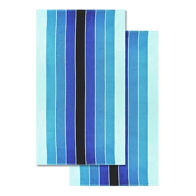 Superior Cotton Pacific Stripe Oversized Beach Towel (Set of 2)
