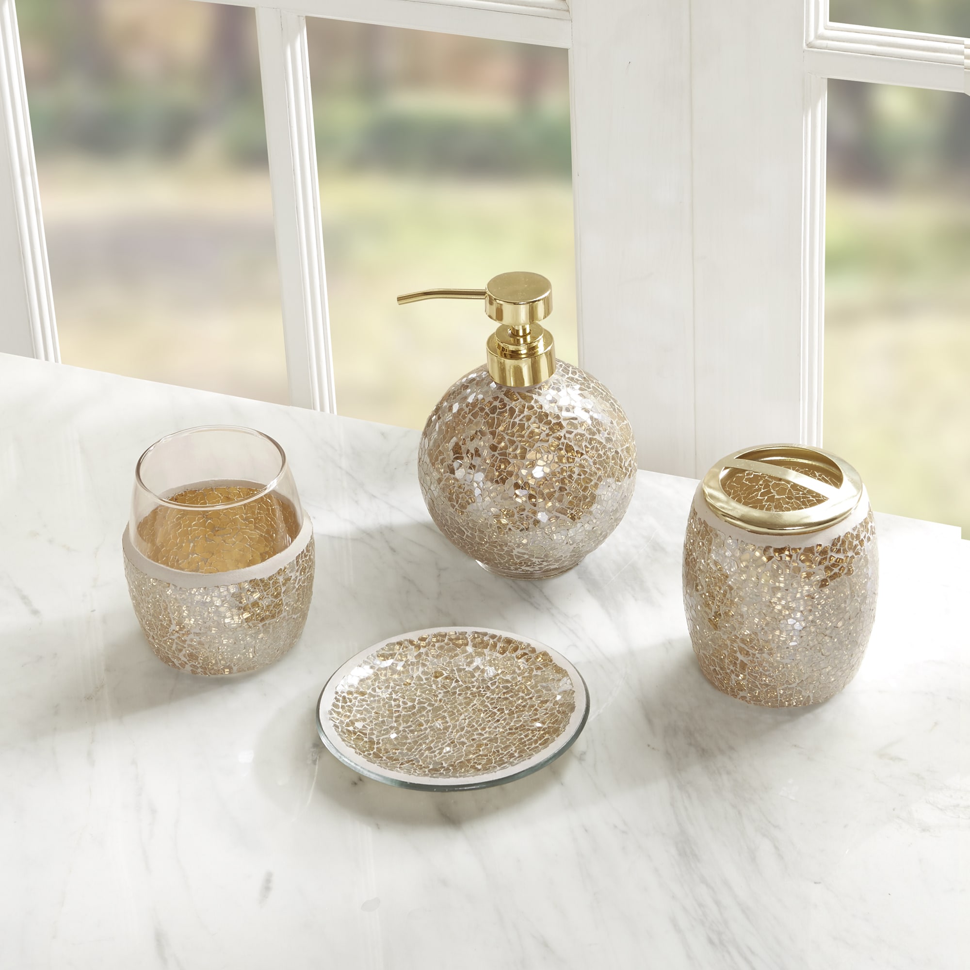 Madison Park Mosaic 4 Piece Bath Accessory Set
