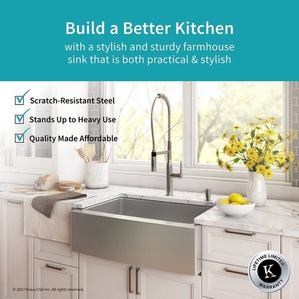 Shop Kraus 30 Inch Farmhouse Single Bowl Stainless Steel Kitchen