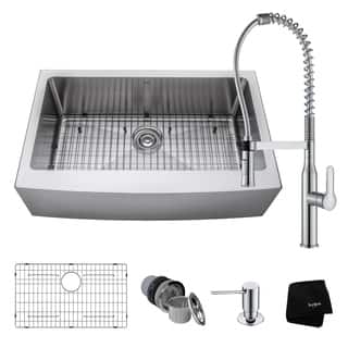 Farmhouse Kitchen Sinks For Less Kraus 33 Farmhouse Sink With Nola Commercial Faucet Soap Dispenser