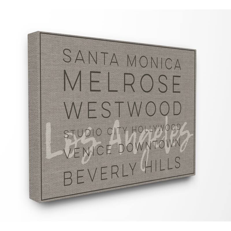 Stupell LA Santa Monica Beverly Hills Typography Stretched Canvas Wall