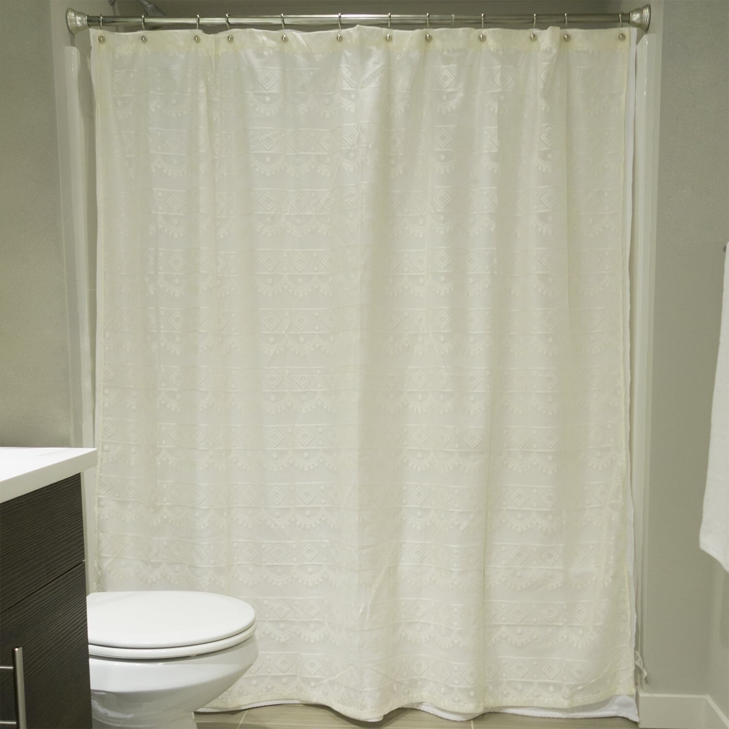 Shop Off White Diamond Lace Shower Curtain Free Shipping On