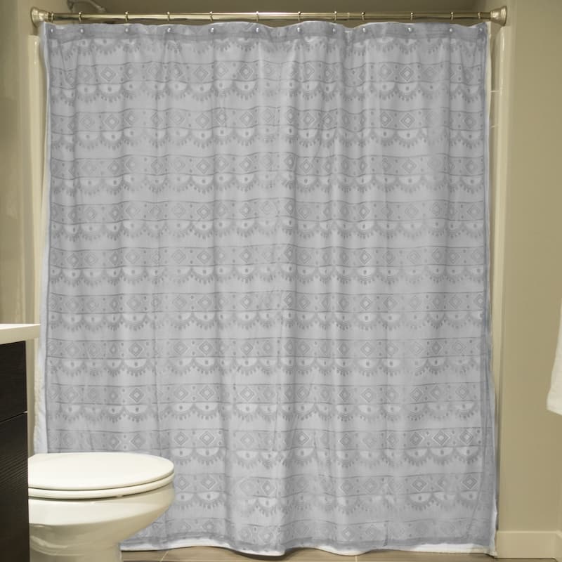 White Diamond Lace Shower Curtain - Gray