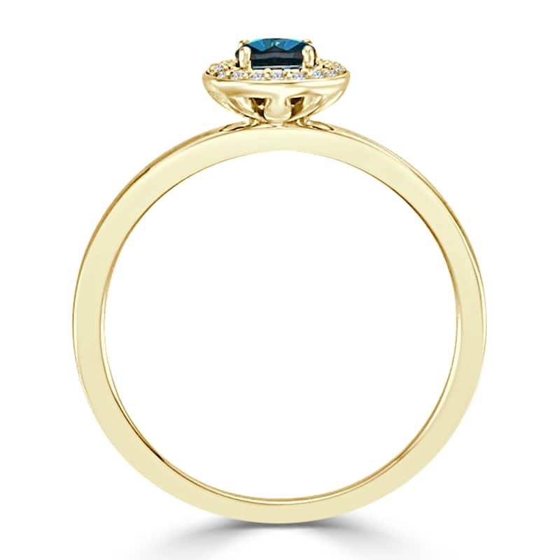 Auriya Round 1/3ctw Halo Blue Diamond Engagement Ring 10k Gold
