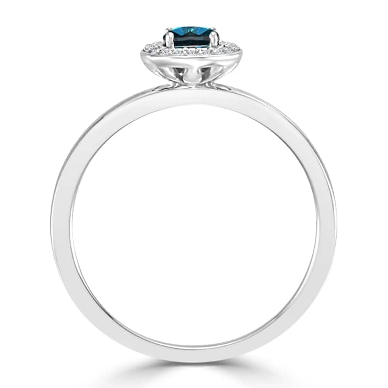 Auriya Round 1/3ctw Halo Blue Diamond Engagement Ring 10k Gold