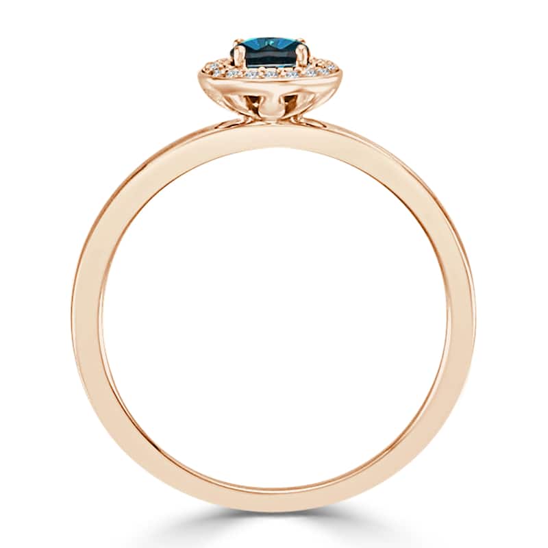 Auriya Round 1/3ctw Halo Blue Diamond Engagement Ring 10k Gold