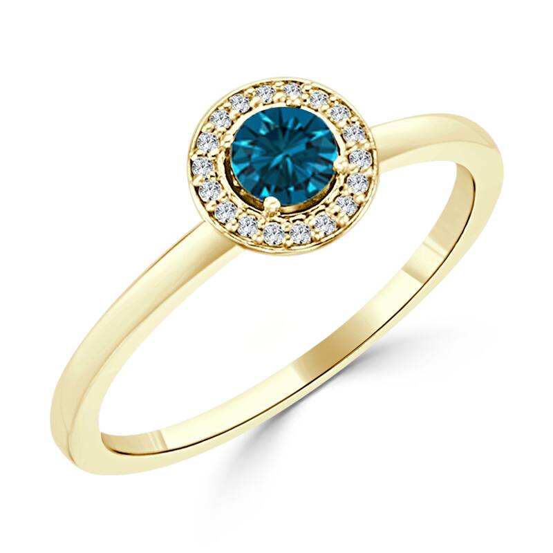 Auriya Round 1/3ctw Halo Blue Diamond Engagement Ring 10k Gold