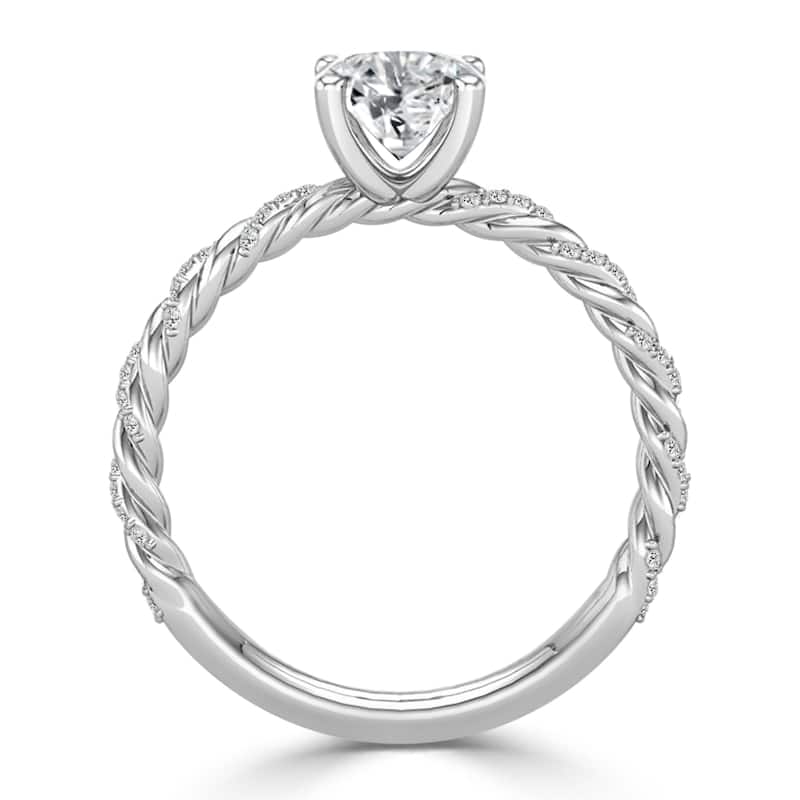 10K Gold Twisted Rope 1ct TDW Round Solitaire Diamond Engagement Ring by Auriya