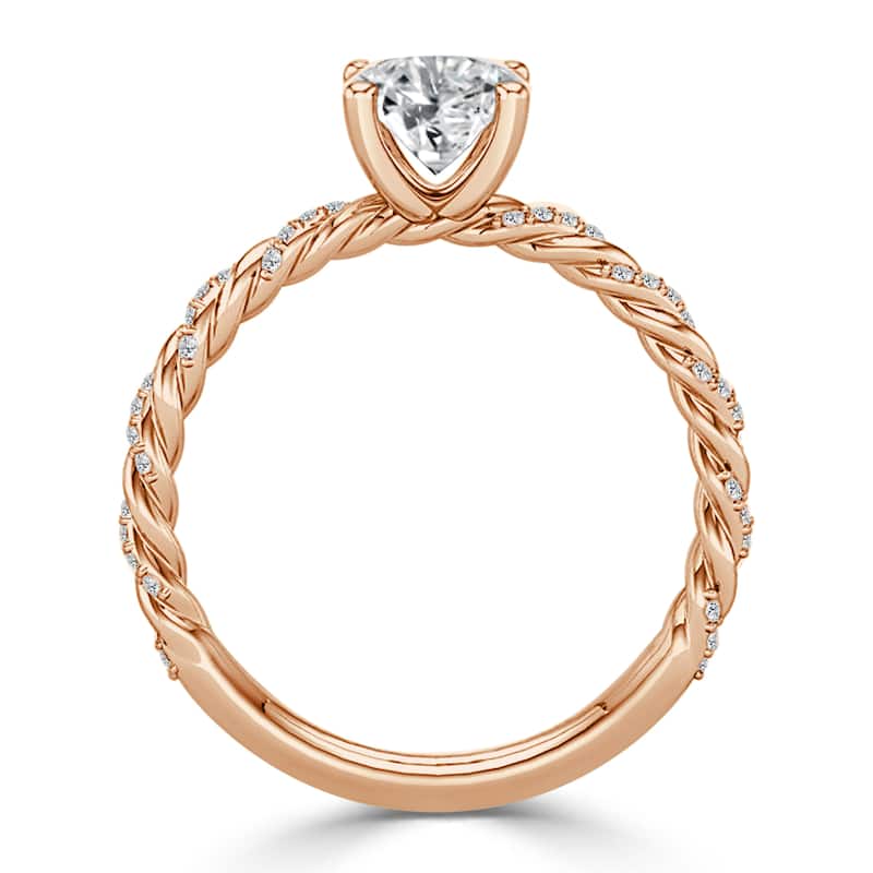 10K Gold Twisted Rope 1ct TDW Round Solitaire Diamond Engagement Ring by Auriya