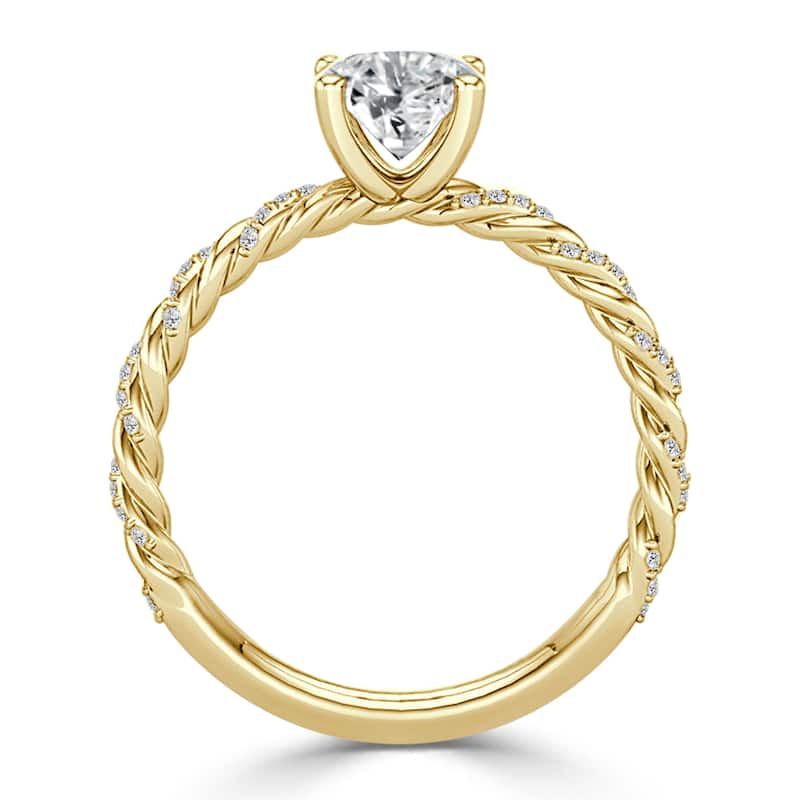 10K Gold Twisted Rope 1ct TDW Round Solitaire Diamond Engagement Ring by Auriya