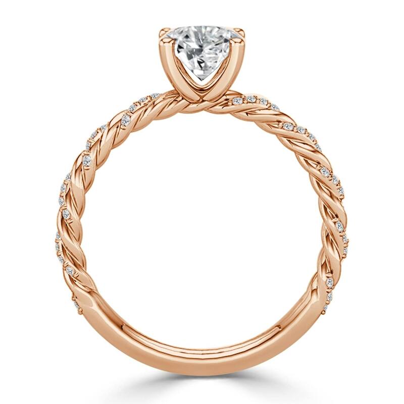 10K Gold Twisted Rope 1ct TDW Round Solitaire Diamond Engagement Ring by Auriya