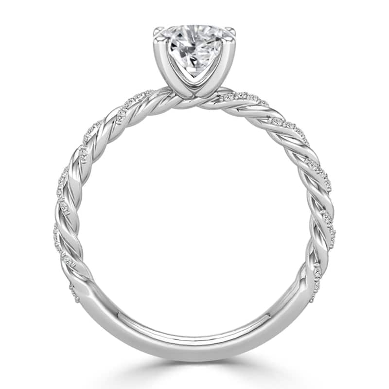 10K Gold Twisted Rope 1ct TDW Round Solitaire Diamond Engagement Ring by Auriya