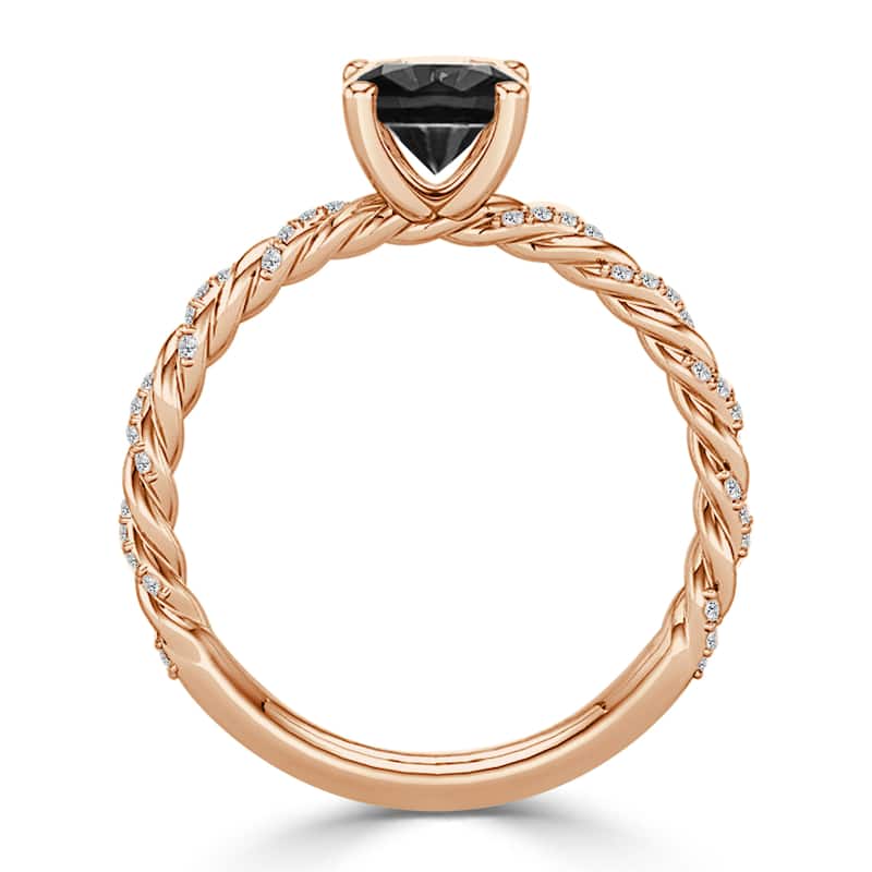 Auriya 1 carat TW Rope Style Black Diamond Engagement Ring 10k Gold