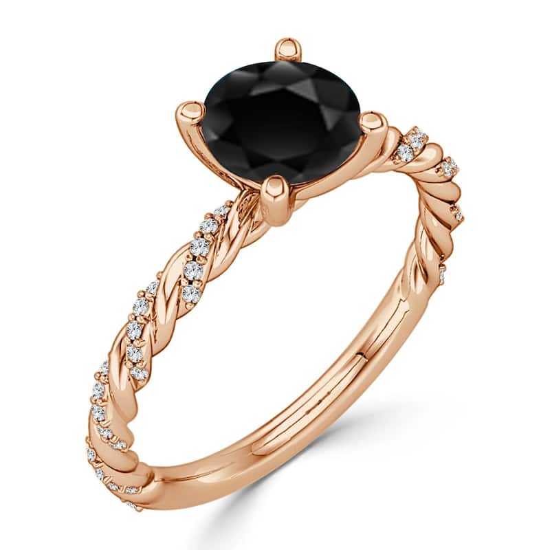 Auriya 1 carat TW Rope Style Black Diamond Engagement Ring 10k Gold