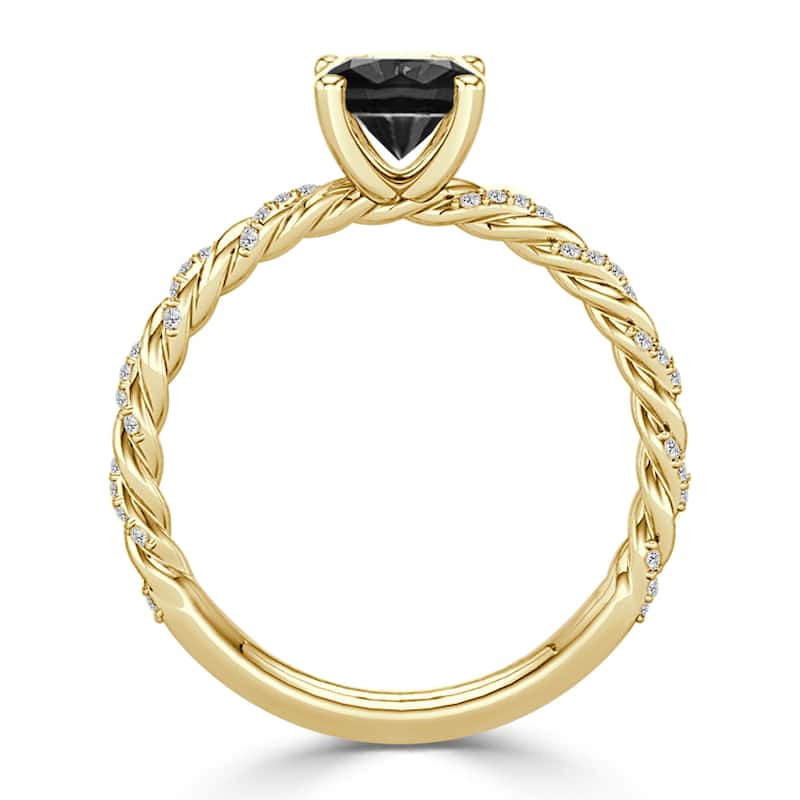 Auriya 1 carat TW Rope Style Black Diamond Engagement Ring 10k Gold