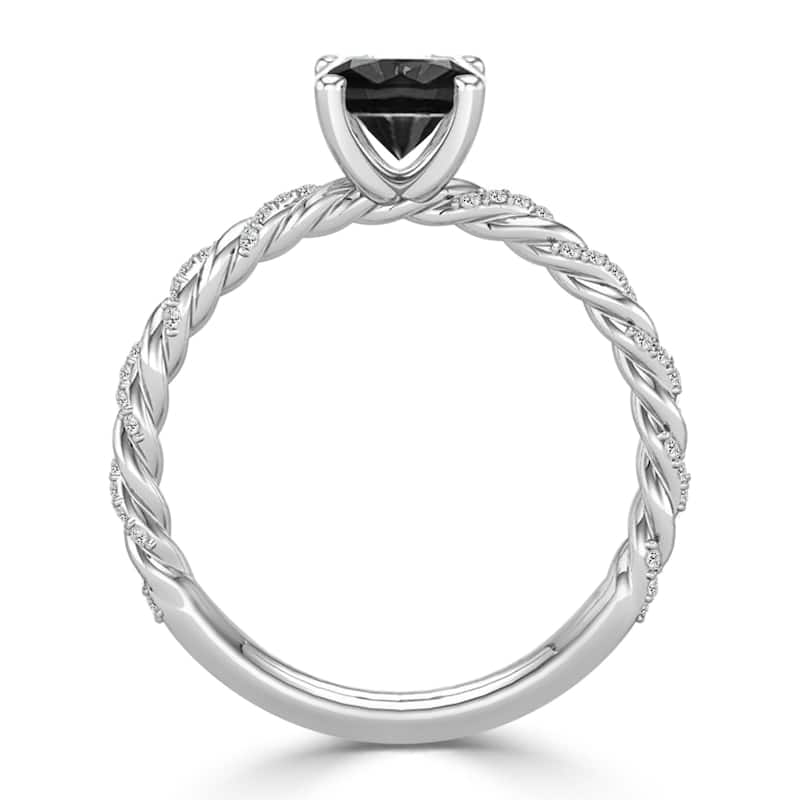 Auriya 1 carat TW Rope Style Black Diamond Engagement Ring 10k Gold