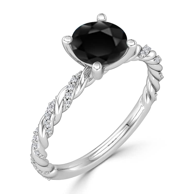 Auriya 1 carat TW Rope Style Black Diamond Engagement Ring 10k Gold