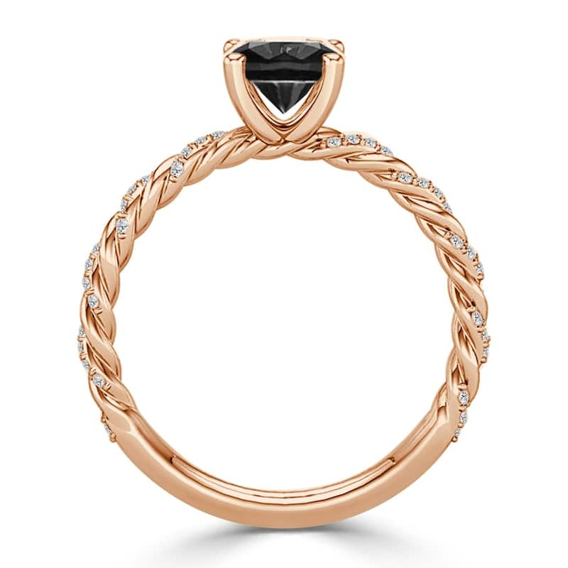 Auriya 1 carat TW Rope Style Black Diamond Engagement Ring 10k Gold