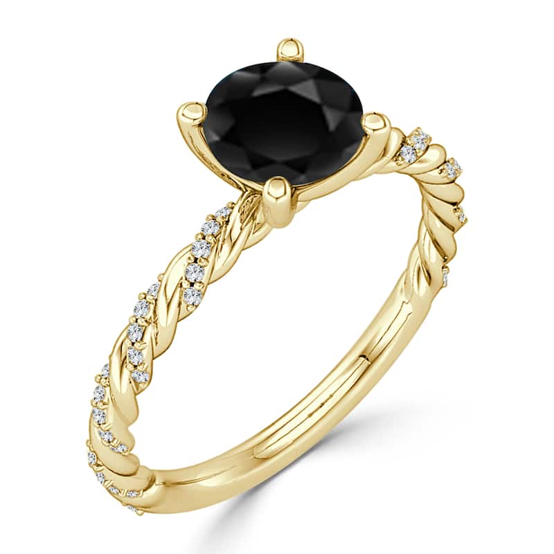 Auriya 1 carat TW Rope Style Black Diamond Engagement Ring 10k Gold