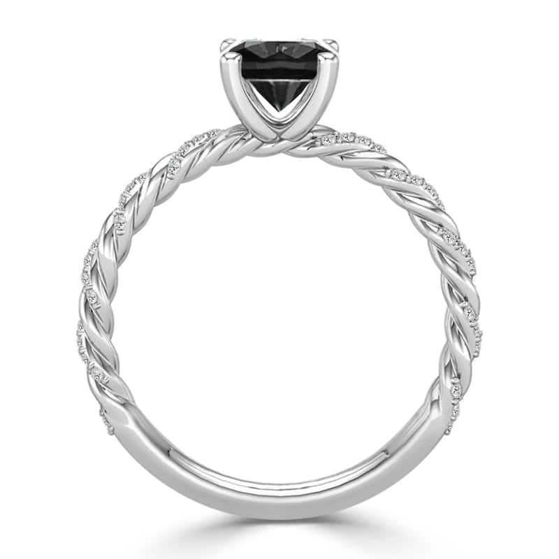 Auriya 1 carat TW Rope Style Black Diamond Engagement Ring 10k Gold