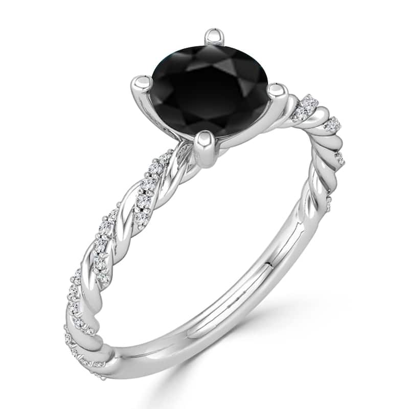 Auriya 1 carat TW Rope Style Black Diamond Engagement Ring 10k Gold