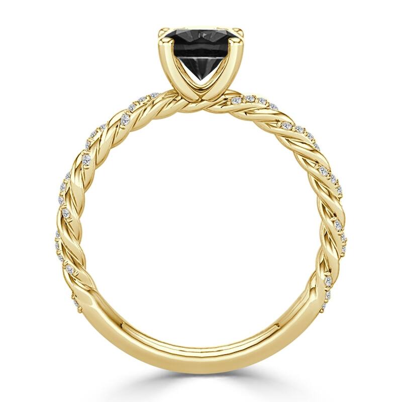 Auriya 1 carat TW Rope Style Black Diamond Engagement Ring 10k Gold