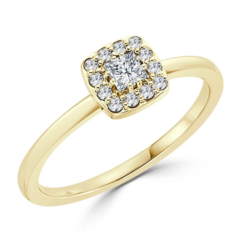 Auriya Princess-Cut 1/4ctw Halo Diamond Promise Ring 10K Gold