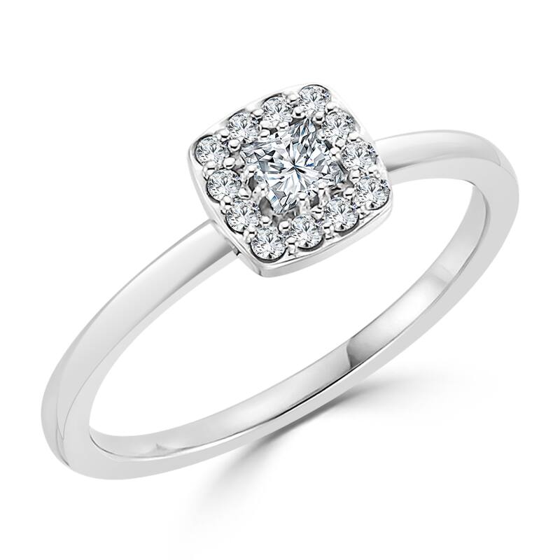Auriya Princess-Cut 1/4ctw Halo Diamond Promise Ring 10K Gold