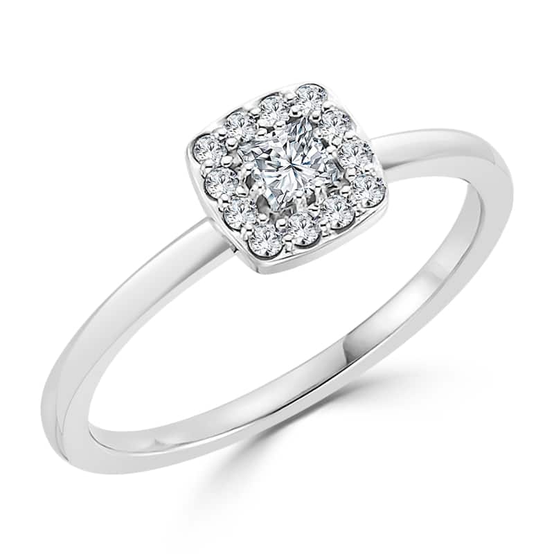 Auriya Princess-Cut 1/4ctw Halo Diamond Promise Ring 10K Gold