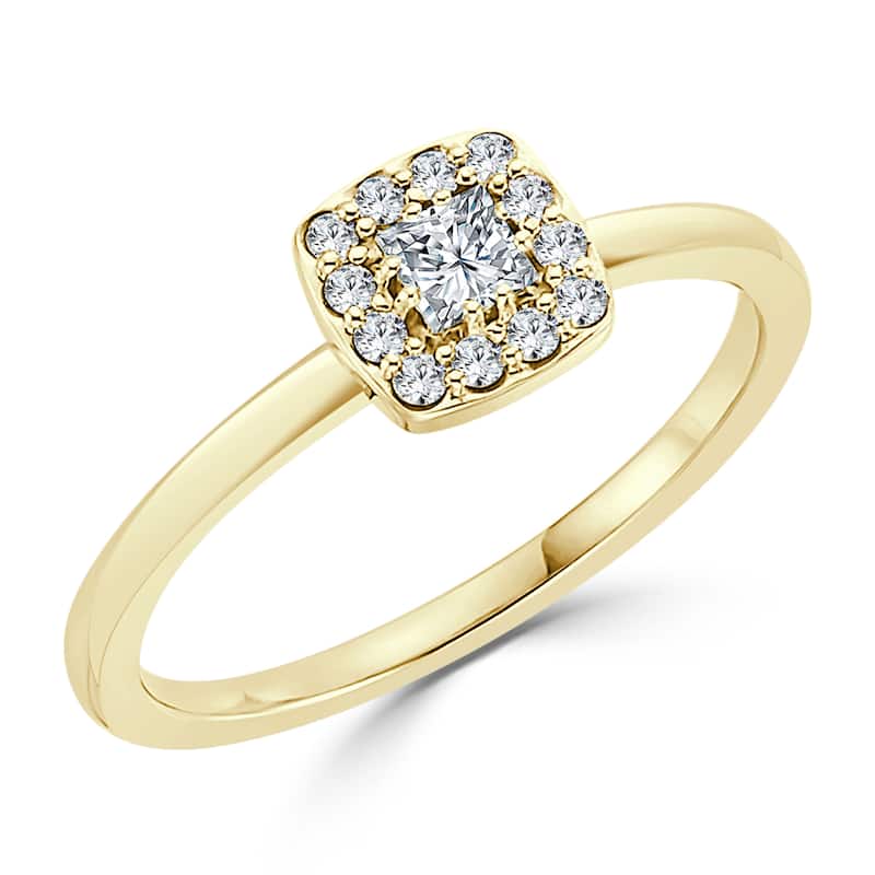 Auriya Princess-Cut 1/4ctw Halo Diamond Promise Ring 10K Gold