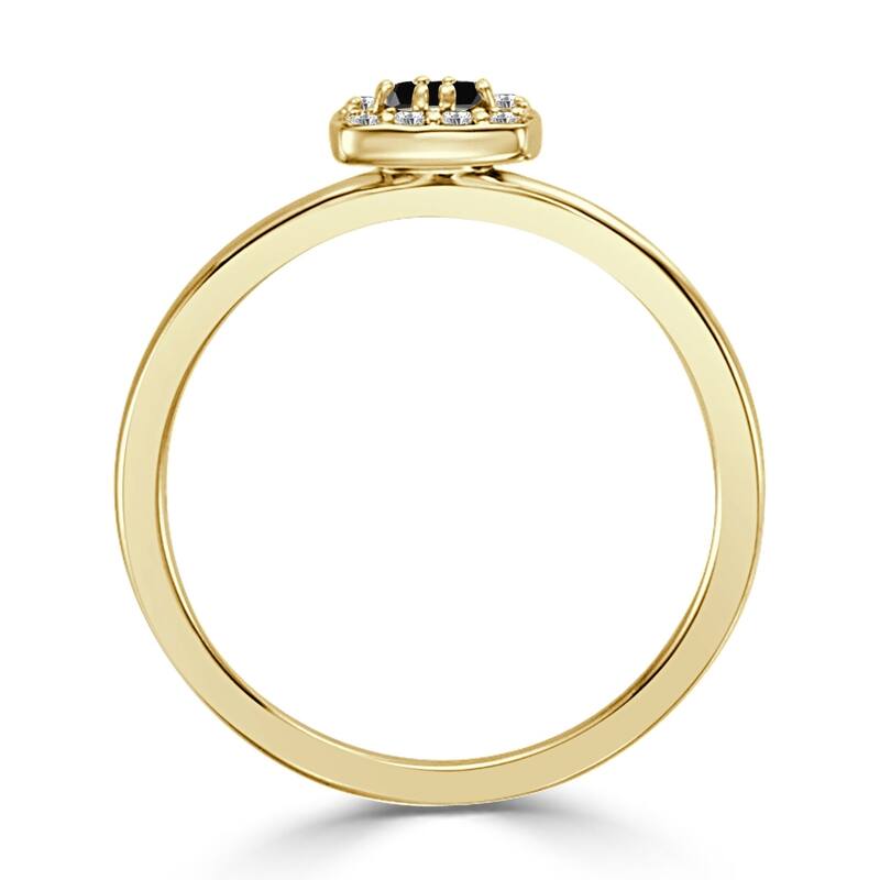 10K Gold Princess-Cut 1/4ct TDW Accent Black Diamond Halo Promise Ring by Auriya