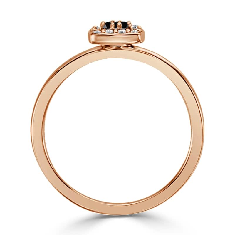 10K Gold Princess-Cut 1/4ct TDW Accent Black Diamond Halo Promise Ring by Auriya